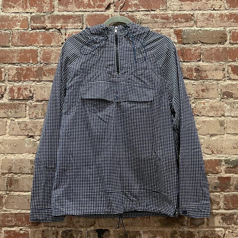 SPRING SALE! Zara Man Slim Fit Navy Windowpane Hooded‎ Pullover Size Medium